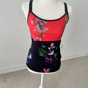 Ted Baker Red and Black Floral Tank Top